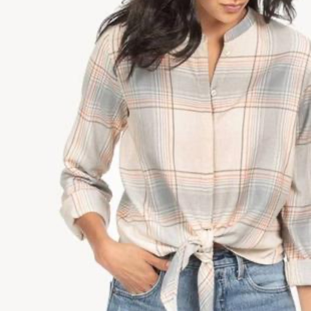 Lilla P Cotton Plaid Preppy Blouse Size M